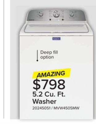 Leon's Maytag white top load washer with deep fill - (5.2 cu. ft.) - mvw4505mw offer