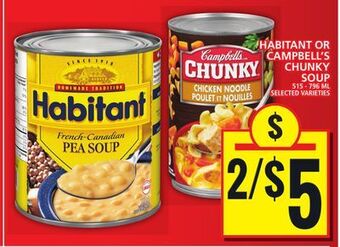 Food Basics Habitant or campbell's chunky soup offer