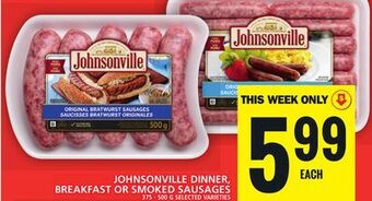 Food Basics Johnsonville dinner, breakfast or smoked sausages offer