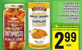 Food Basics Aurora or molisana marinated vegetables or aurora bread crumbs offer