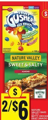 Food Basics Nature valley bars or betty crocker fruit snacks offer