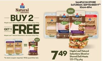 Longo's Maple leaf natural selections sliced or shaved deli meats offer