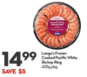 Longo's Longo's frozen cooked pacific white shrimp ring offer