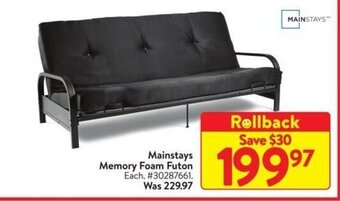 Walmart Mainstays Memory Foam Futon offer