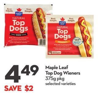 Longo's Maple leaf top dog wieners offer