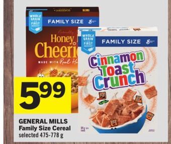 Foodland General mills family size cereal selected 475-778 g offer