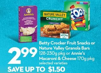 Longo's Betty crocker fruit snacks or nature valley granola bars 128-230g pkg or annie's macaroni & cheese 170g pkg offer