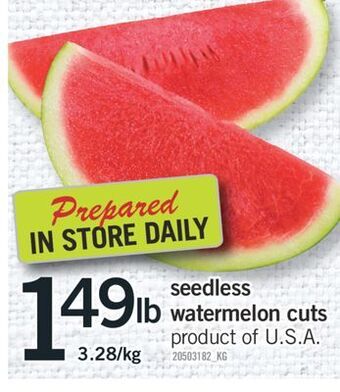 Fortinos Seedless watermelon cuts offer