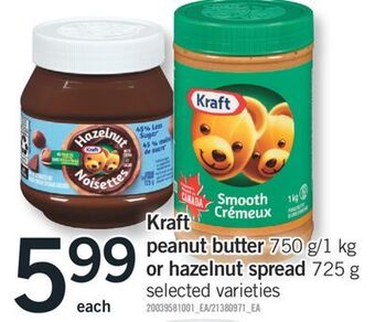 Fortinos Kraft peanut butter, 750 g/1 kg or hazelnut spread, 725 g offer