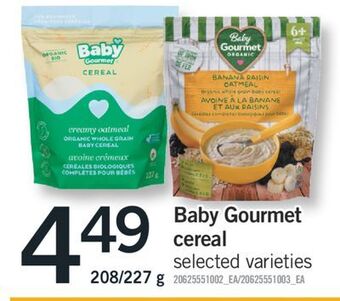 Fortinos Baby gourmet cereal, 208/227 g offer