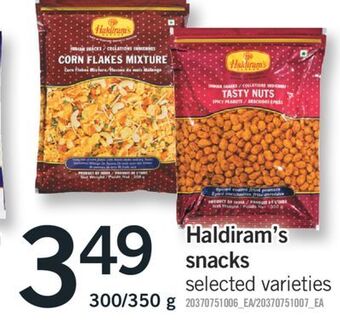 Fortinos Haldiram's snacks, 300/350 g offer