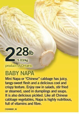 Fortinos Baby napa mini napa or chinese cabbage offer