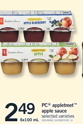 Fortinos Pc appletreet apple sauce, 6x100 ml offer