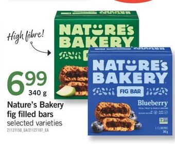 Fortinos Nature's bakery fig filled bars, 340 g offer