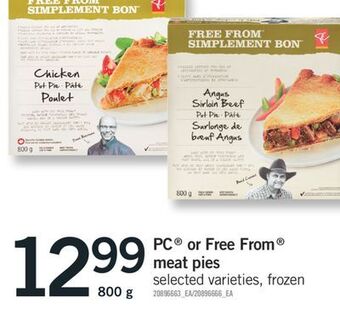 Fortinos Pc or free from meat pies, 800 g offer