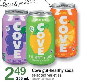 Fortinos Cove gut-healthy soda, 355 ml offer