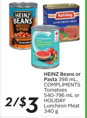 Sobeys Heinz beans or pasta offer