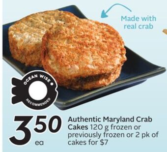 Sobeys Authentic maryland crab cakes offer
