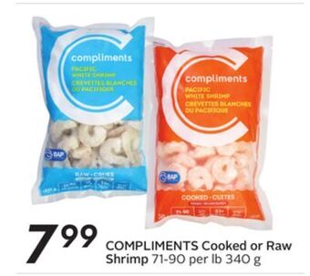 Sobeys Cooked or raw shrimp offer