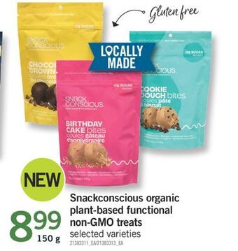 Fortinos Snackconscious organic plant-based functional non-gmo treats, 150 g offer