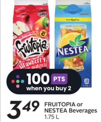Sobeys Fruitopia or nestea beverages offer