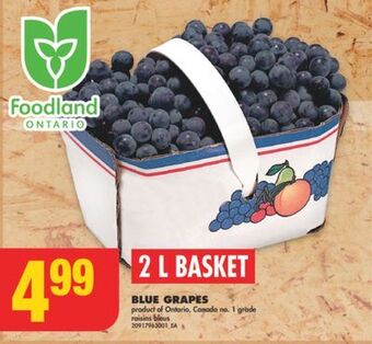 No Frills Blue grapes, 2 l basket offer