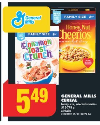No Frills General mills cereal, 515-778 g offer