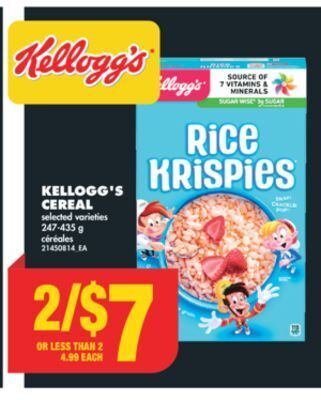 No Frills Kellogg's cereal, 247-435 g offer