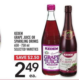 Metro Kedem grape juice or sparkling drinks offer