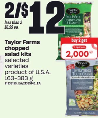 Loblaws Taylor farms chopped salad kits, 163-383 g offer
