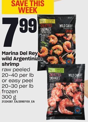 Loblaws Marina del rey wild argentinian shrimp, 300 g offer