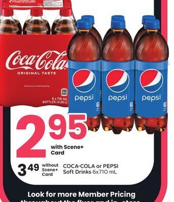 Sobeys Coca-cola or pepsi soft drinks offer