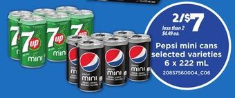 Loblaws Pepsi mini cans, 6 x 222 ml offer