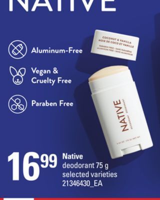 Loblaws Native deodorant, 75 g offer