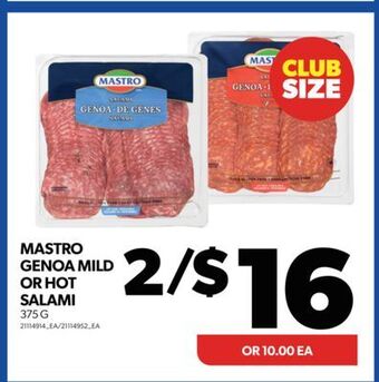 Real Canadian Superstore Mastro genoa mild or hot salami, 375 g offer