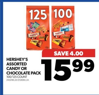 Real Canadian Superstore Hershey's assorted candy or chocolate pack, 100/125 count offer