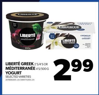 Real Canadian Superstore Liberté greek 2's/4's or méditerranée 4's/500 g yogurt offer