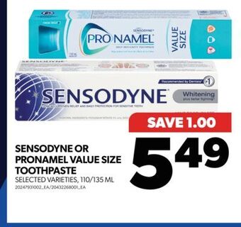 Real Canadian Superstore Sensodyne or pronamel value size toothpaste, 110/135 ml offer