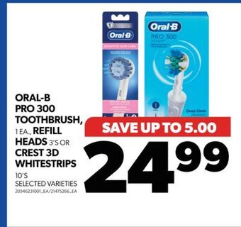 Real Canadian Superstore Oral-b pro 300 toothbrush, 1 ea., refill heads, 3's or crest 3d whitestrips, 10's offer