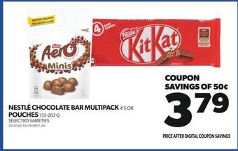 Real Canadian Superstore Nestlé chocolate bar multipack, 4's or pouches, 135-203 g offer
