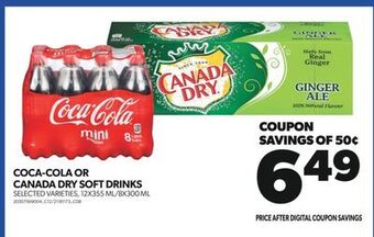 Real Canadian Superstore Coca-cola or canada dry soft drinks, 12x355 ml/8x300 ml offer