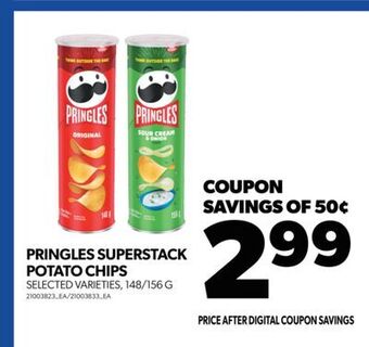 Real Canadian Superstore Pringles superstack potato chips, 148/156 g offer