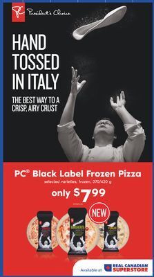 Real Canadian Superstore Pc black label frozen pizza, 370/420 g offer