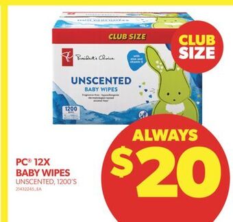 Real Canadian Superstore Pc 12x baby wipes, 1200's offer