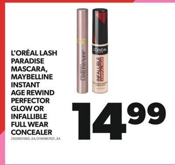 Real Canadian Superstore L'oréal lash paradise mascara, maybelline instant age rewind perfector glow or infallible full wear concealer offer