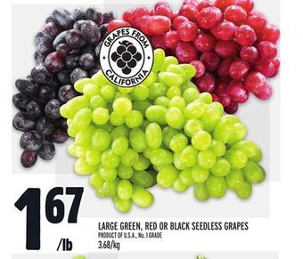 Metro Large green, red or black seedless grapes offer