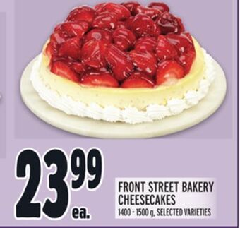Metro Front street bakery cheesecakes offer