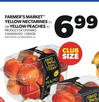 Real Canadian Superstore Farmer's market yellow nectarines, 2 l or yellow peaches, 3 l offer