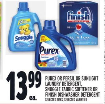 Metro Purex or persil or sunlight laundry detergent, snuggle fabric softener or finish dishwasher detergent offer