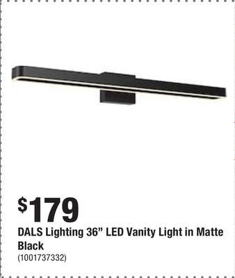 Home Depot Dals lighting 36 led vanity light in matte black offer